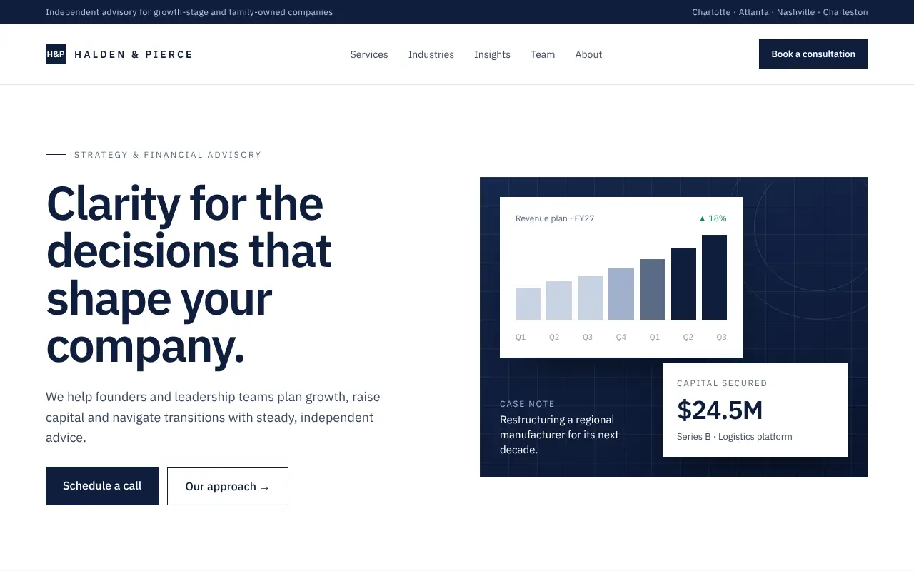 Halden & Pierce, a sample corporate advisory website