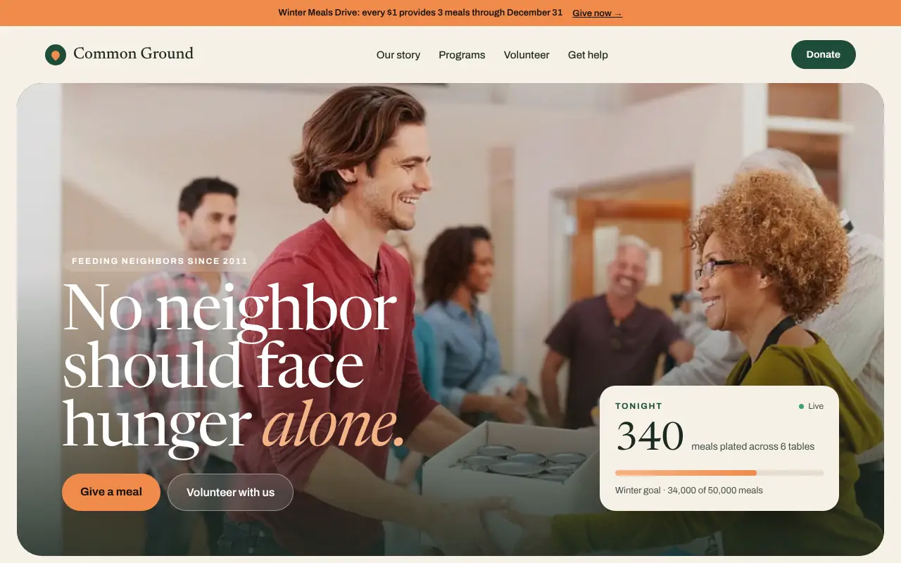 Common Ground, a sample nonprofit website